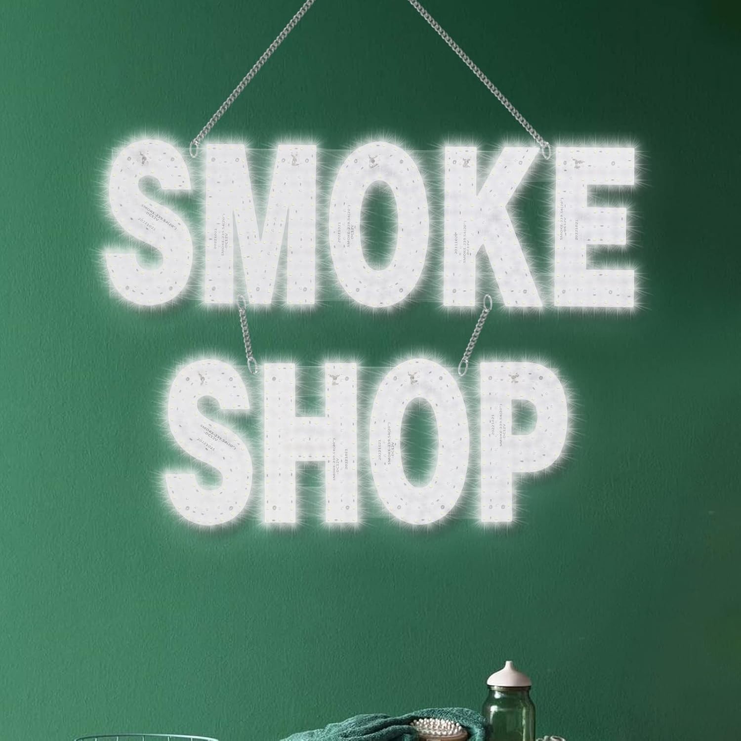 30″x20″ LED Smoke Shop Sign – Bright White, High Visibility for Retail Display