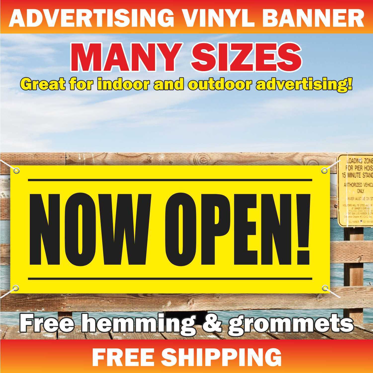NOW OPEN Advertising Banner Vinyl Mesh Sign Alternative Store Grand Opening