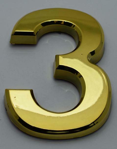 Apartment Number Sign/Mailbox Number Sign,. Number 3 (Gold,3D,…–REF24-1027