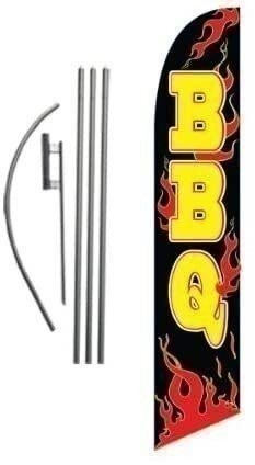 Barbeque BBQ Advertising Feather Banner Swooper Flag Sign with Flag Pole Kit…