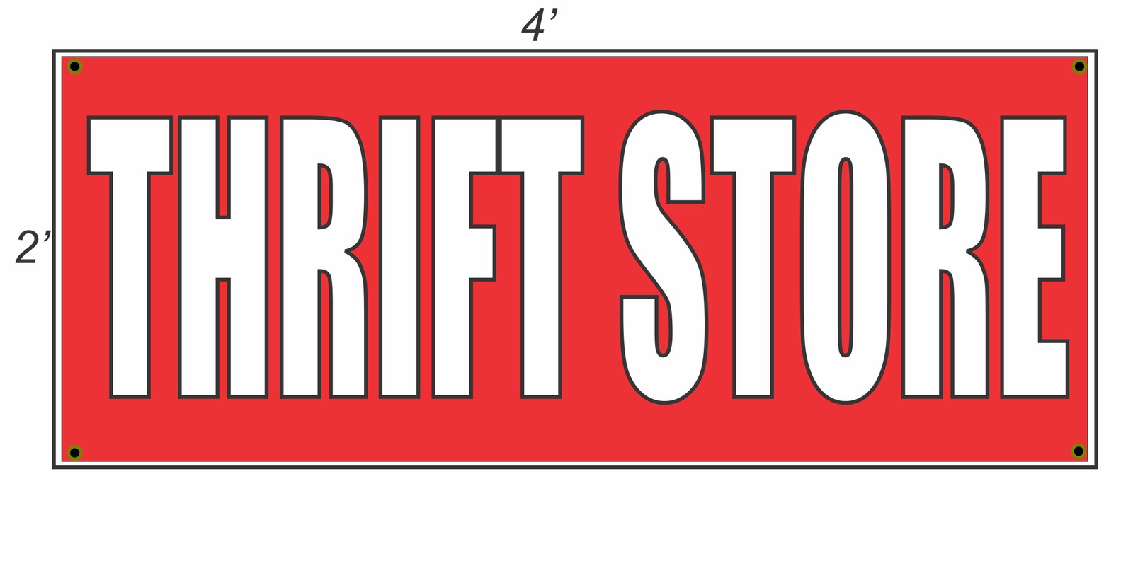 2×4 THRIFT STORE Red with White Copy Banner Sign NEW
