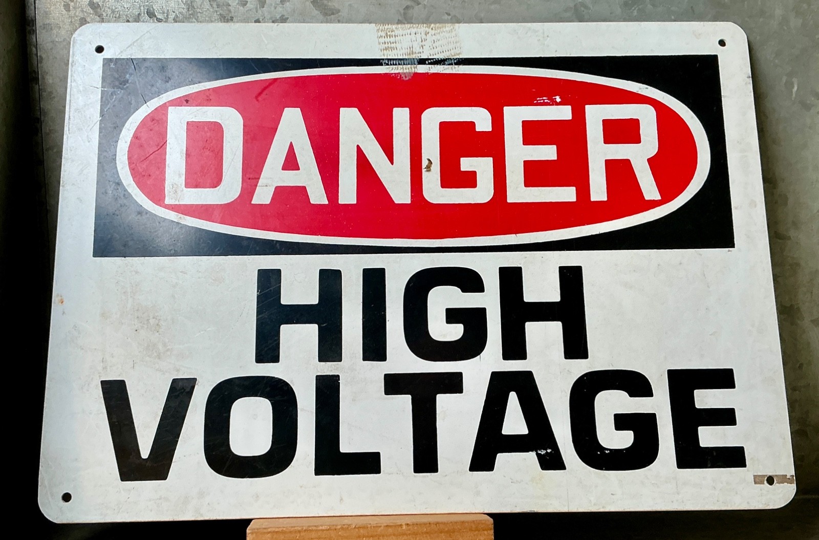 Vintage “Danger High Voltage” Sign 14×10 Thick Flexible Plastic Man Cave Dorm Rm