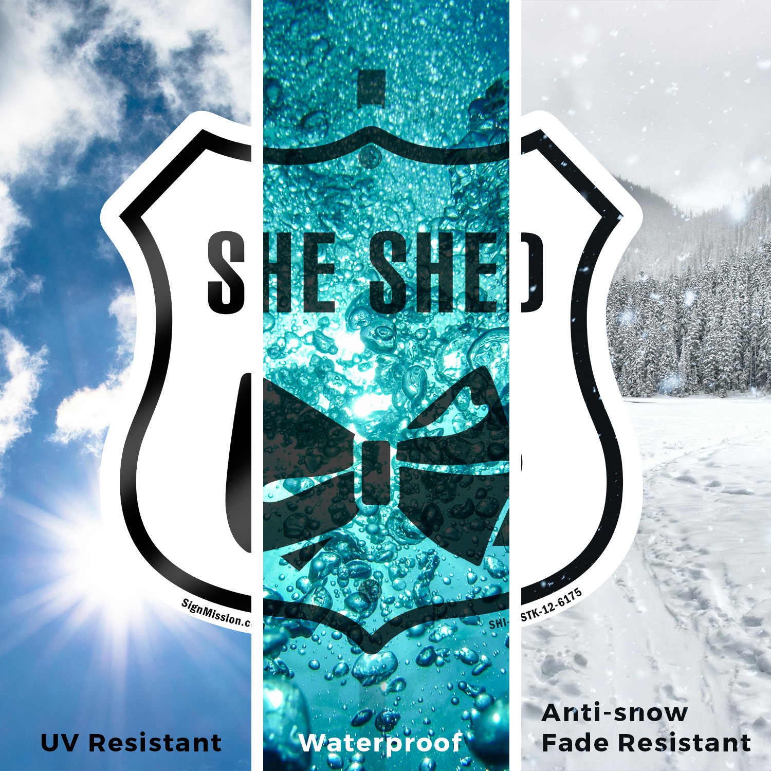 She Shed Shield Shaped Sign With Stake Weather Resistant