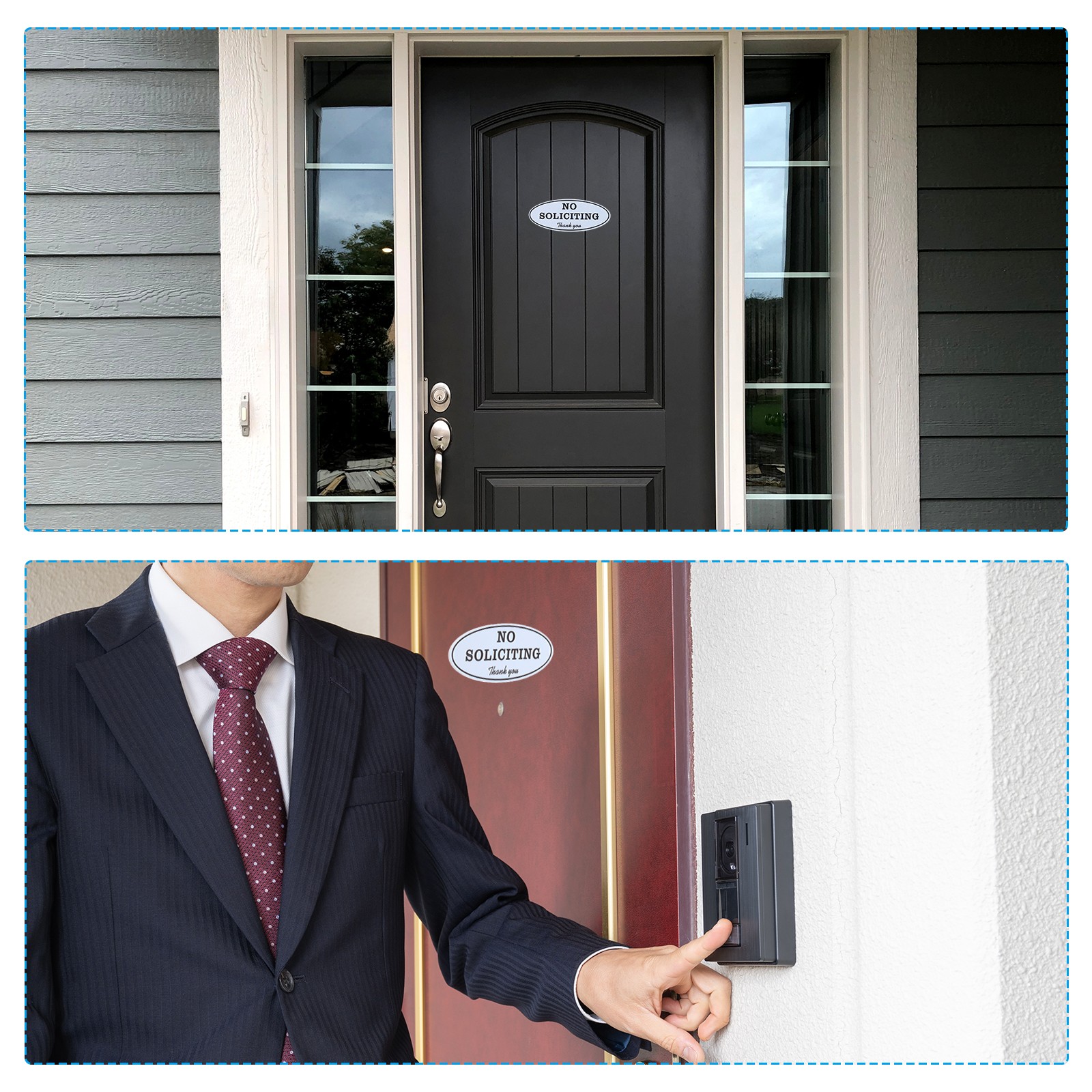 7×2.8 Inch Self-Adhesive No Soliciting Sign, Light Grey, 2 Pcs
