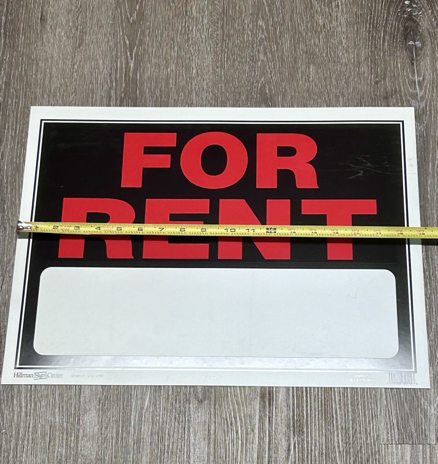 FOR RENT By Hillman Sign Center Large 19×15” Single Sided USA Made New