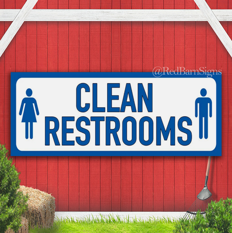 CLEAN RESTROOMS Indoor Outdoor Banner Sign with grommets