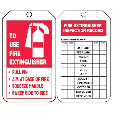 Accuform Trs218ptp Tag, Fire Extinguisher, Plastic, 5 3/4 In H X 3 1/4 In W,