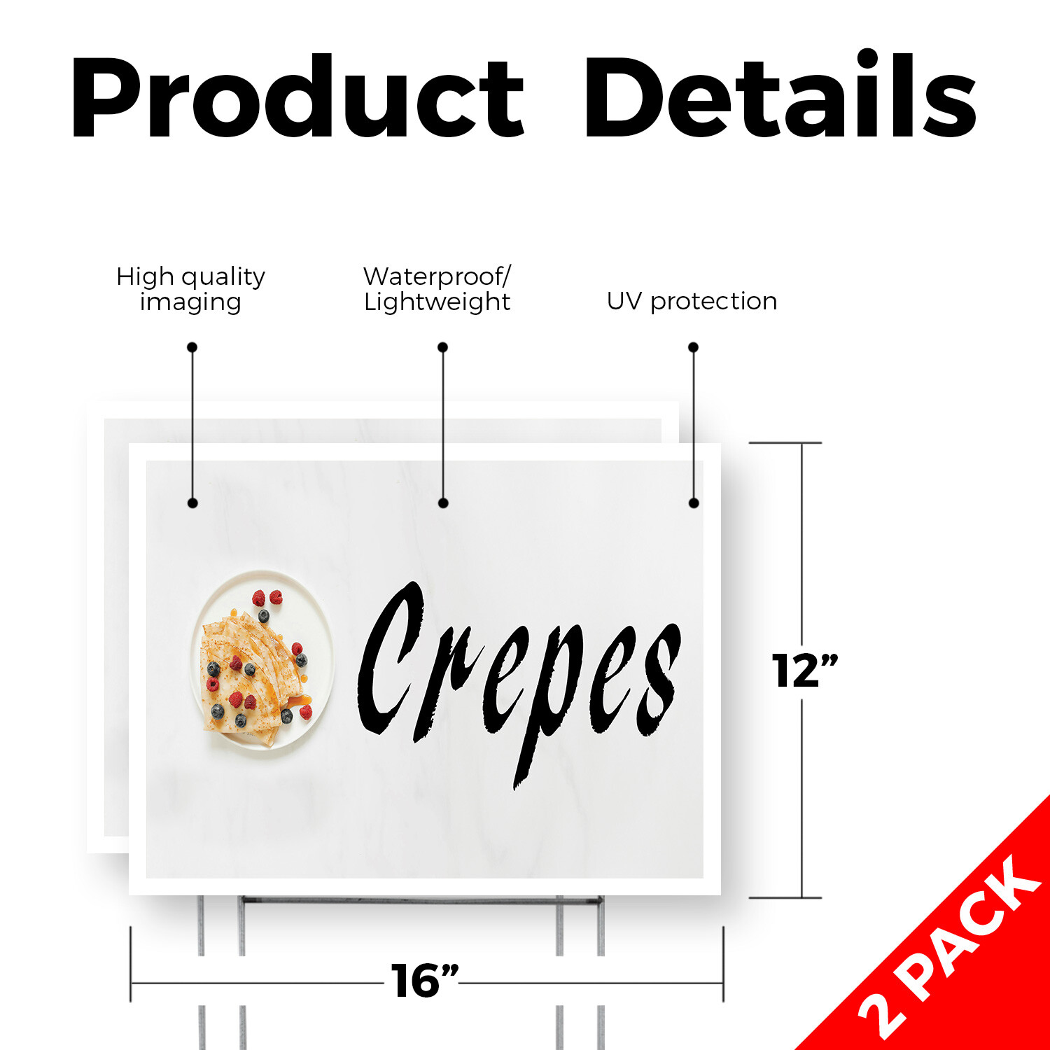 Crepes Yard Sign French Cuisine, Breakfast Favorites, Street Food Promotions