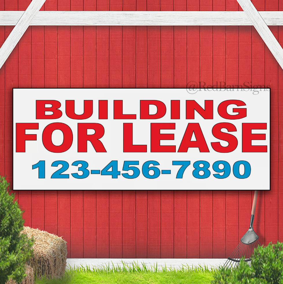 Building For Lease Phone Custom Red Blue Vinyl Banner Sign With Grommets