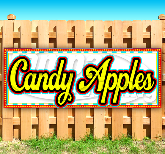 CANDY APPLES Advertising Vinyl Banner Flag Sign FAIR CARNIVAL FOOD