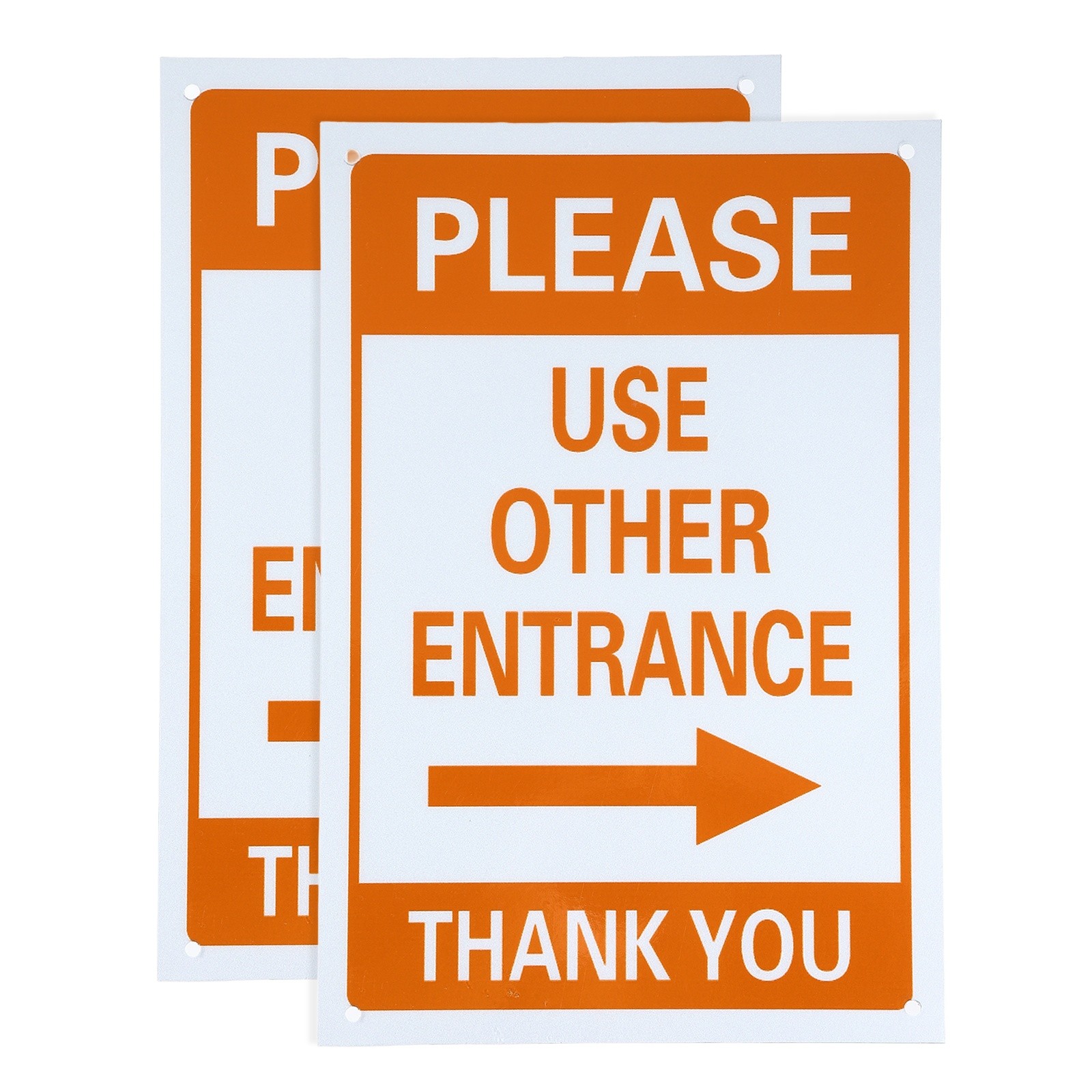 2 Pcs Please Use Other Entrance Thank You Sign, Orange Yellow on Dark White