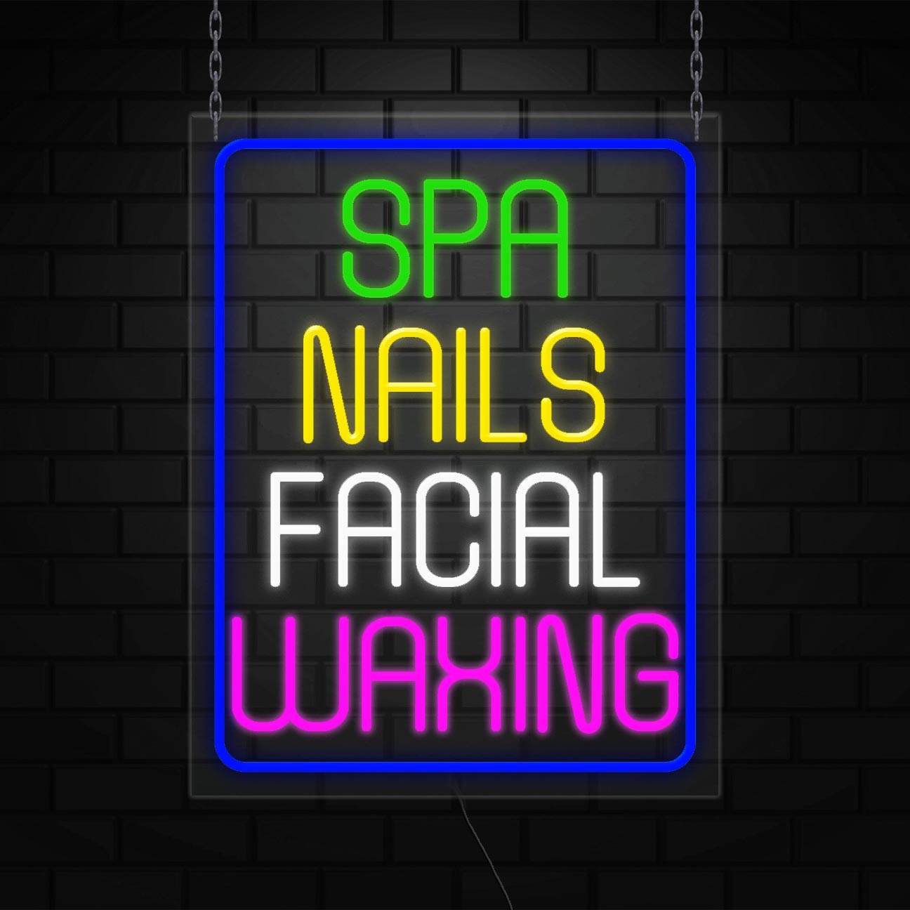 Spa Nails Facial Waxing Sign for Displays | LED Flex Neon | 24″W x 31″H x 1″D