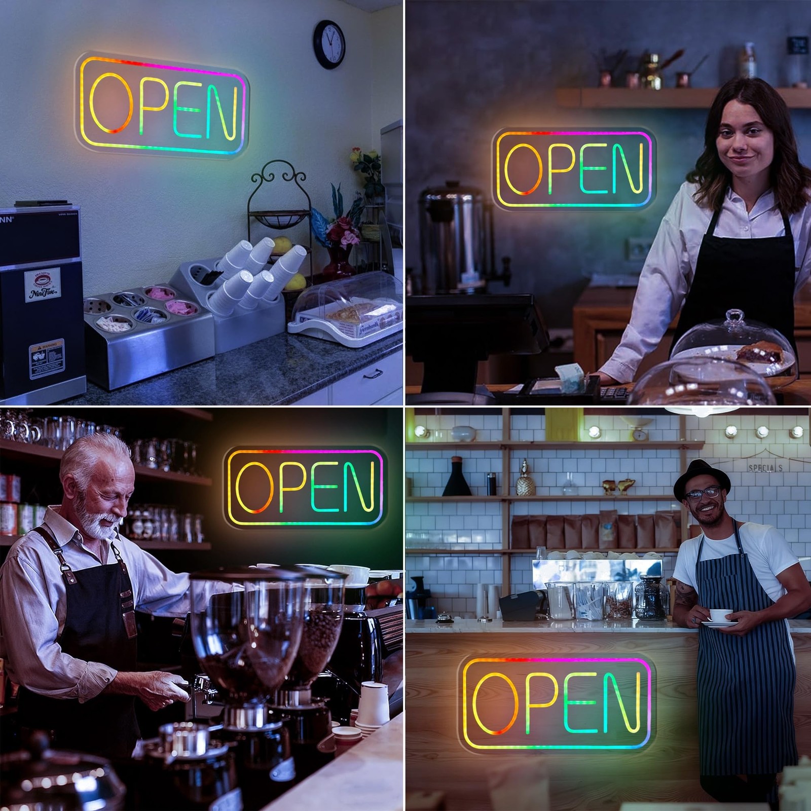 Open Signs for Business, 16.5″x 9″ Dimmable Led Neon Open Sign Ultra Bright L…