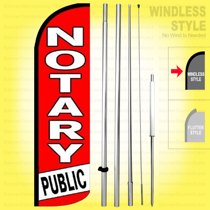 NOTARY PUBLIC – Windless Swooper Flag Kit 15′ Feather Banner Sign rq-h