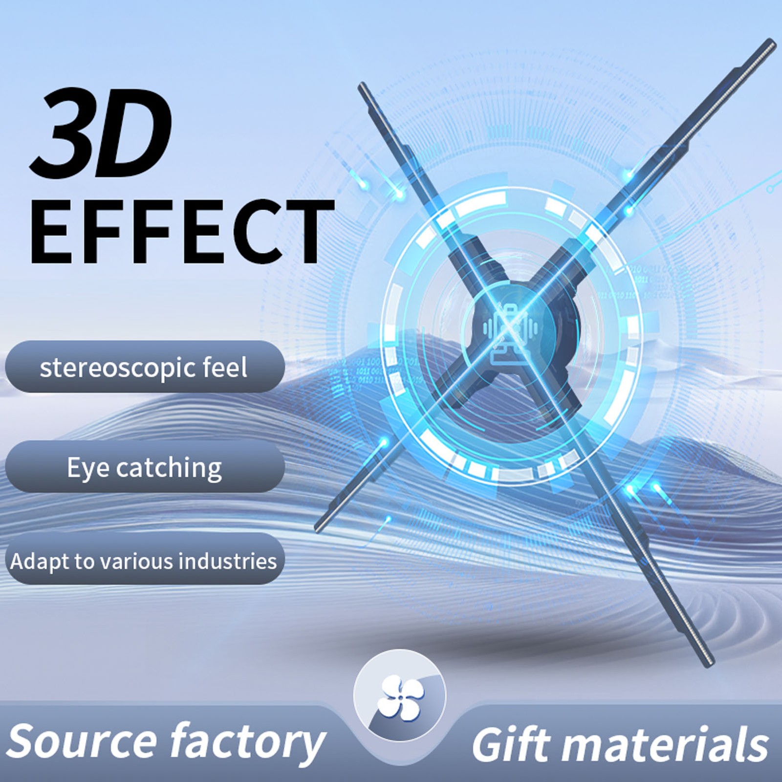 3D Hologram Fan 640 LED Brightness WiFi App Control For Exhibition RCUD JKCX