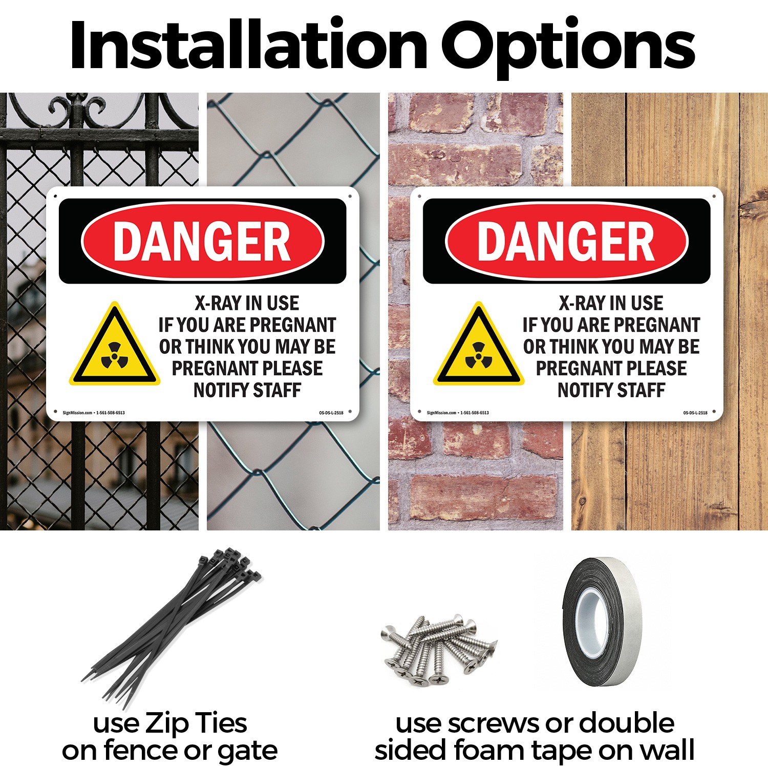 X-Ray In Use If You Are Pregnant OSHA Danger Sign Metal, Decal – 5 or 10 Pack