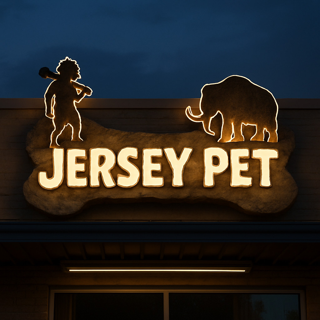 Jersey Pet LED Channel Letters – Custom Outdoor Storefront Business Sign 🐾