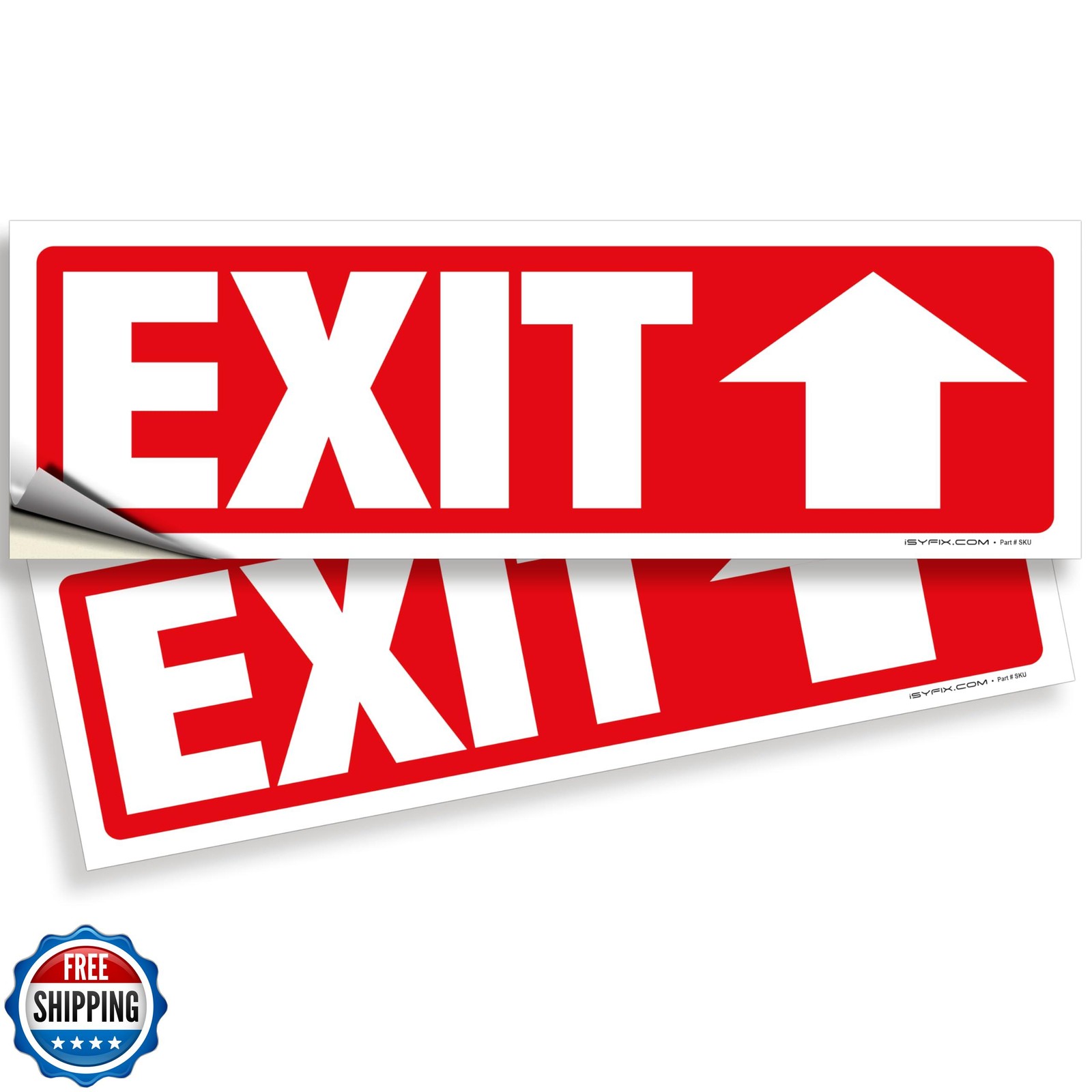 iSYFIX Exit Signs Stickers 2 Pack 12×4 Inch – Laminated Premium Vinyl Directi