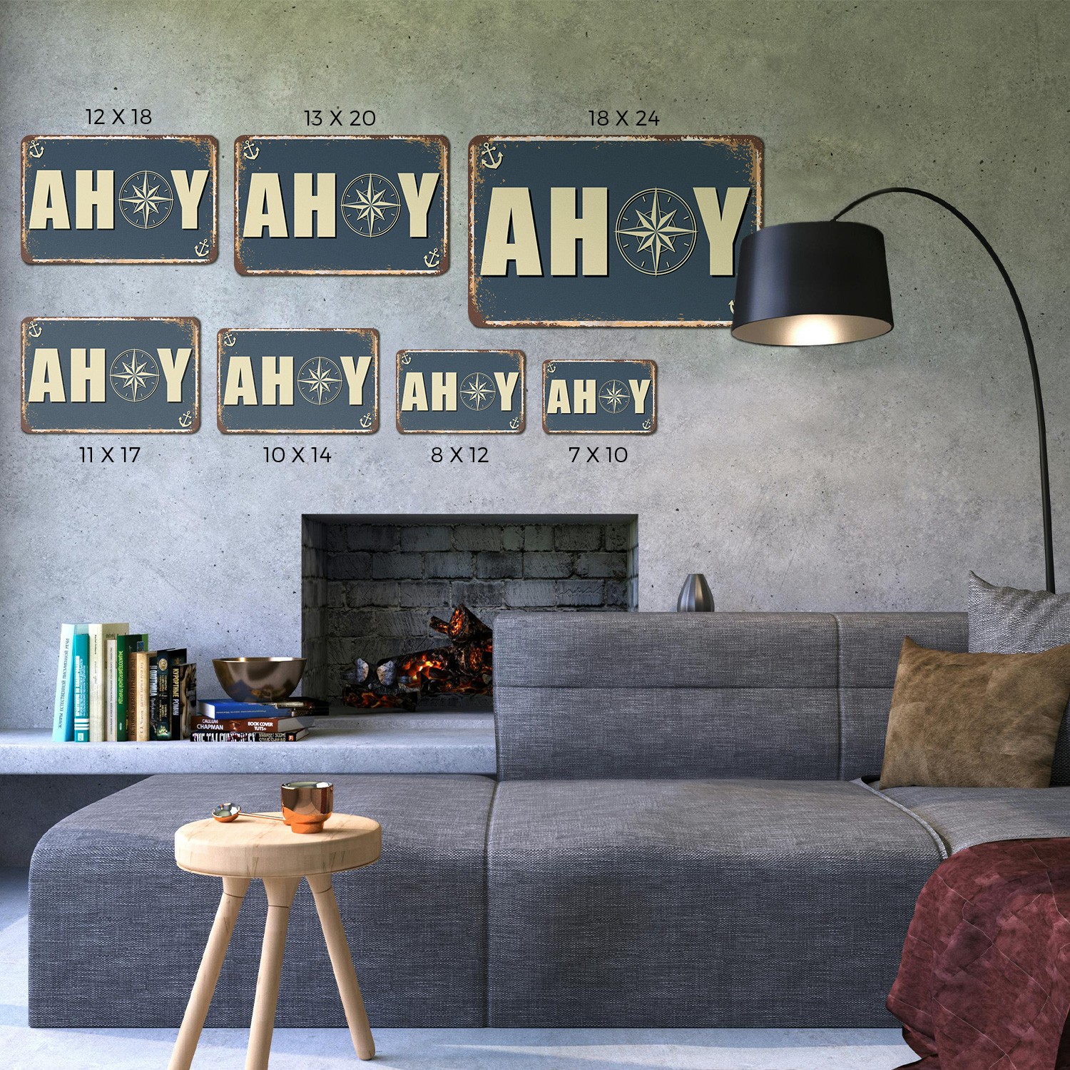 Ahoy Sign Anchors Up Welcome Aboard Durable Perfect for Entryways Baths