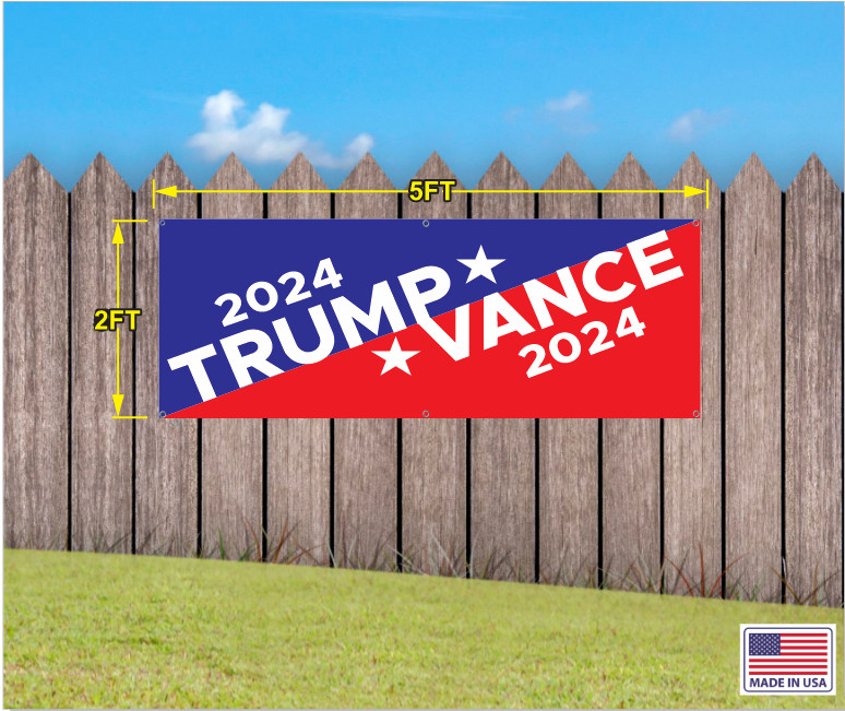 TRUMP VANCE MAGA BANNER- RED WHITE AND BLUE