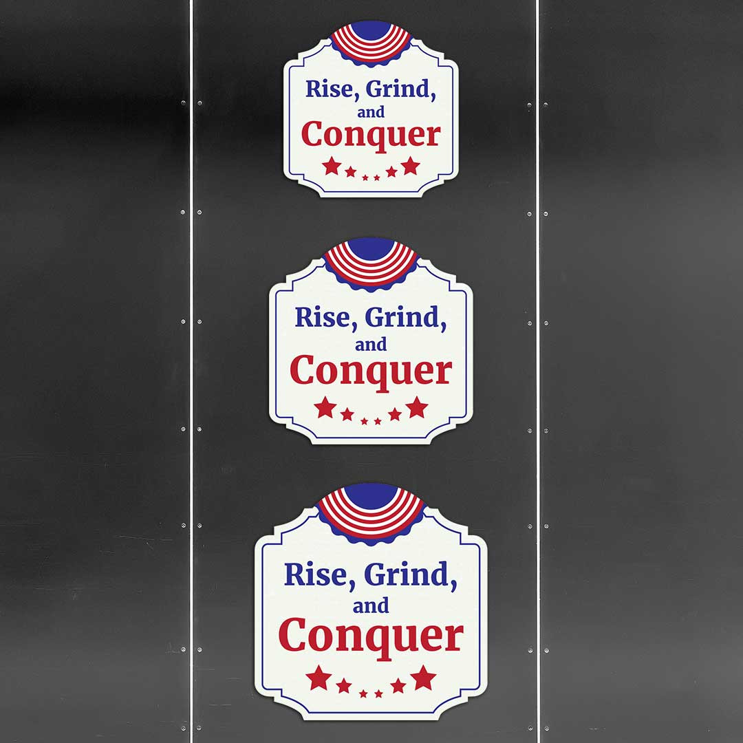 Heritage Plus Rise, Grind, and Conquer Wall or Door Sign | Proud US Decor