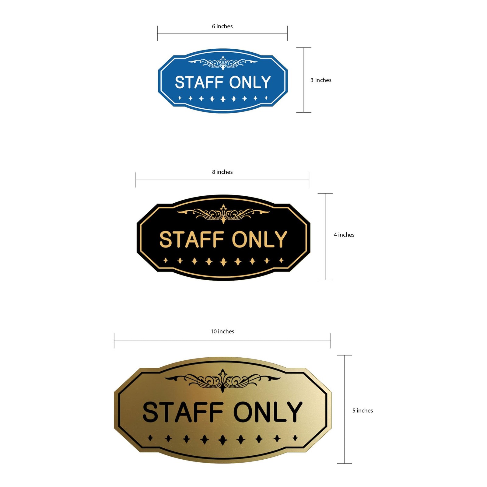 Victorian Staff Only Sign (Yellow / Black) – Medium