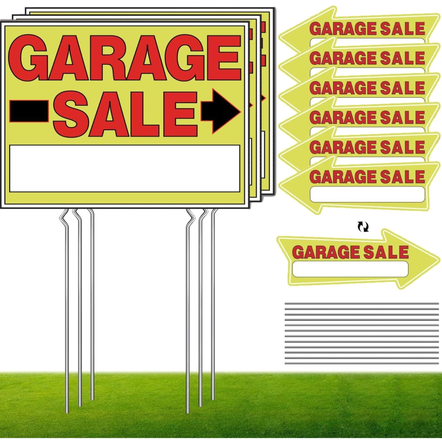9-Pack Double-Sided Garage Sale Signs & Arrows – Waterproof, Durable & Reusable