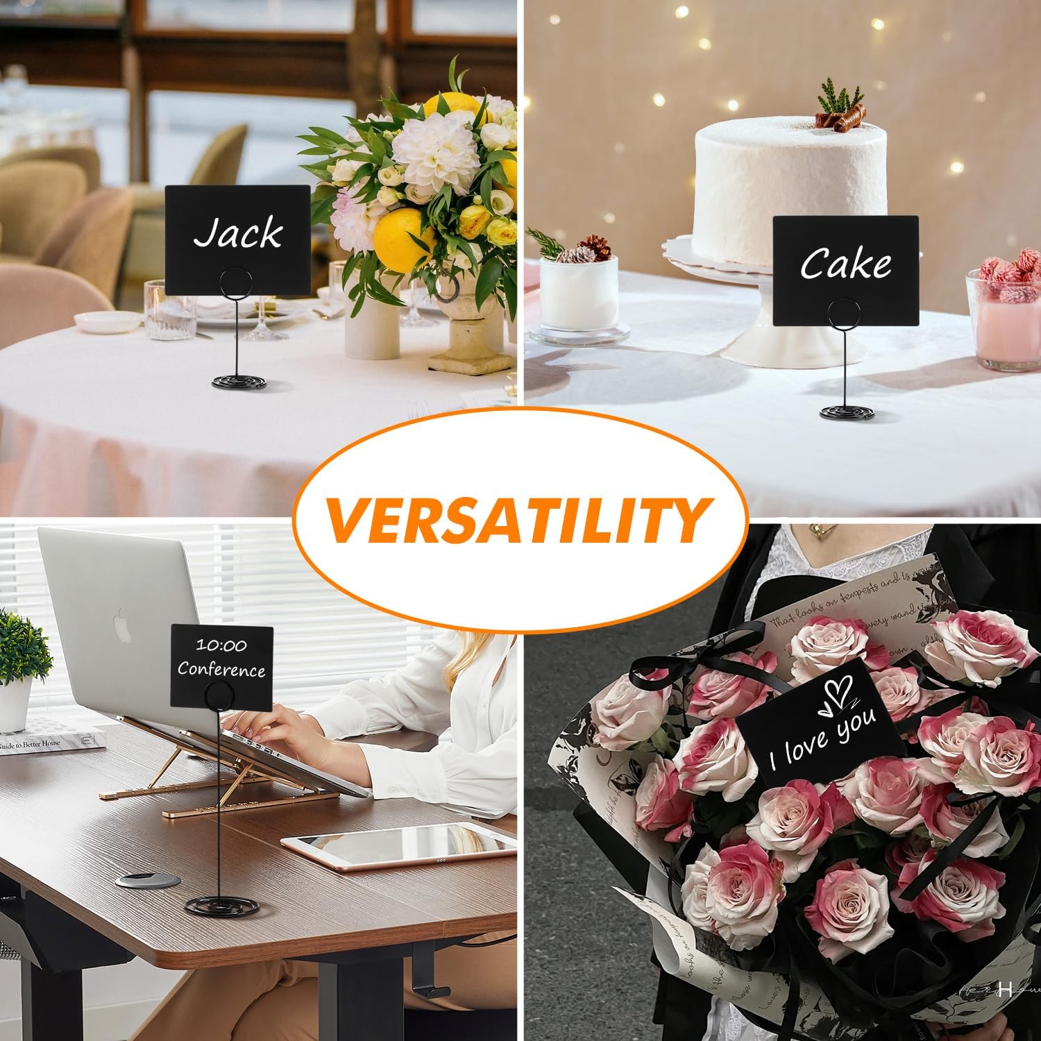 30 Pack Mini Chalkboard Signs with Table Number Holders, 4×3 inch Small Chalk…