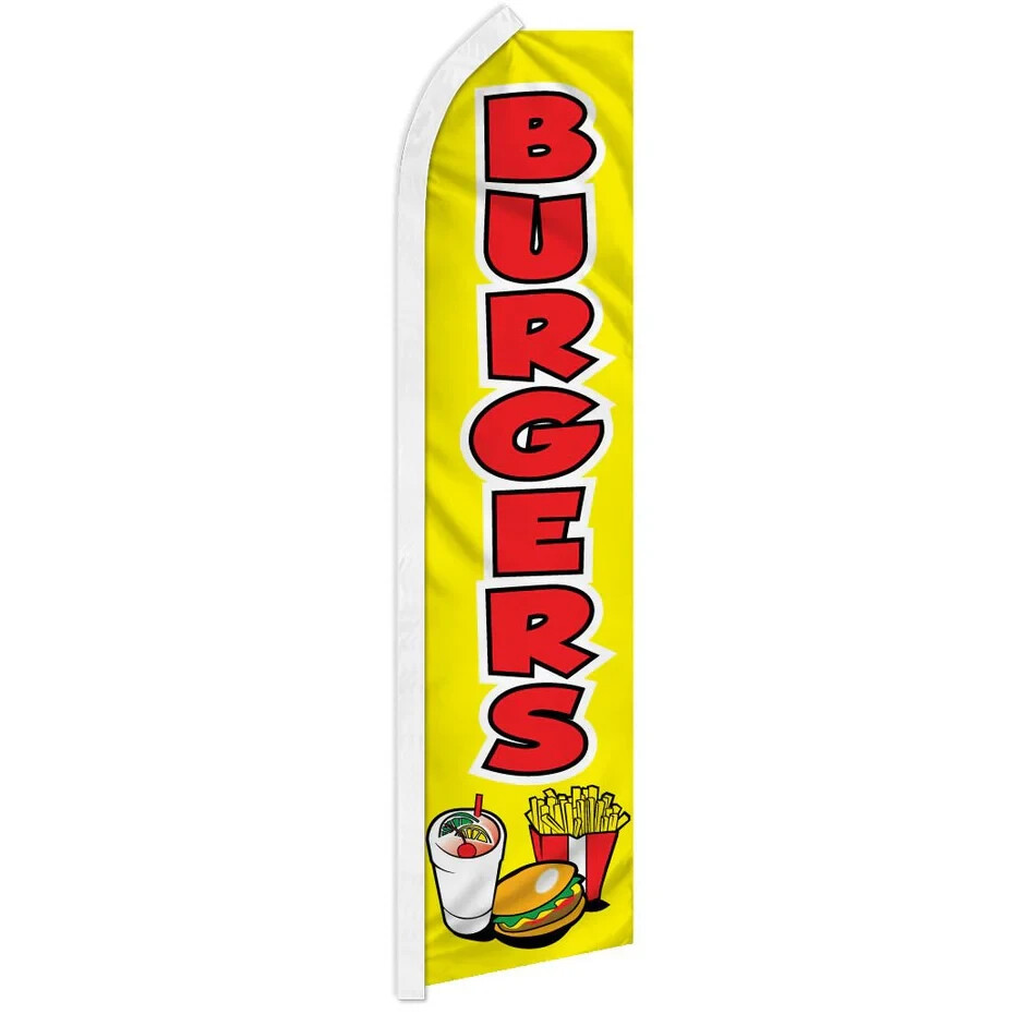 Burgers Swooper Advertising Food Banner Flag for Fast Food Burger Joints