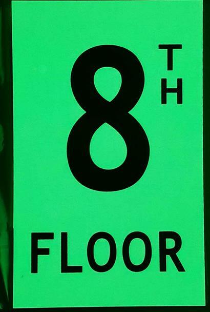Floor number Eight(8)Sign HEAVY DUTY / GLOW IN THE DARK “FLOOR NUMB..REF24-1027