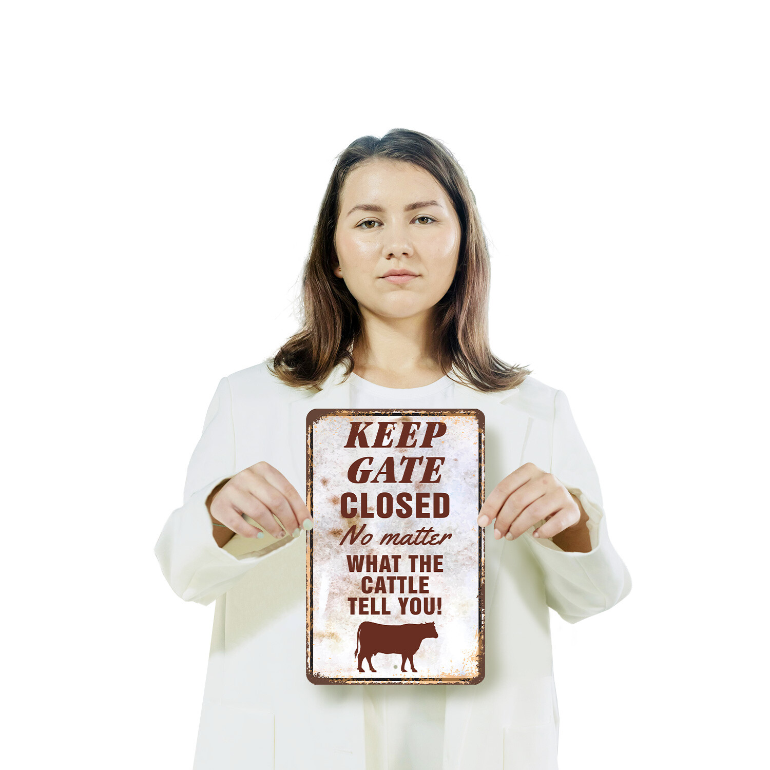 Keep Gate Closed Cattle Novelty Sign Fun Gift Durable Weatherproof