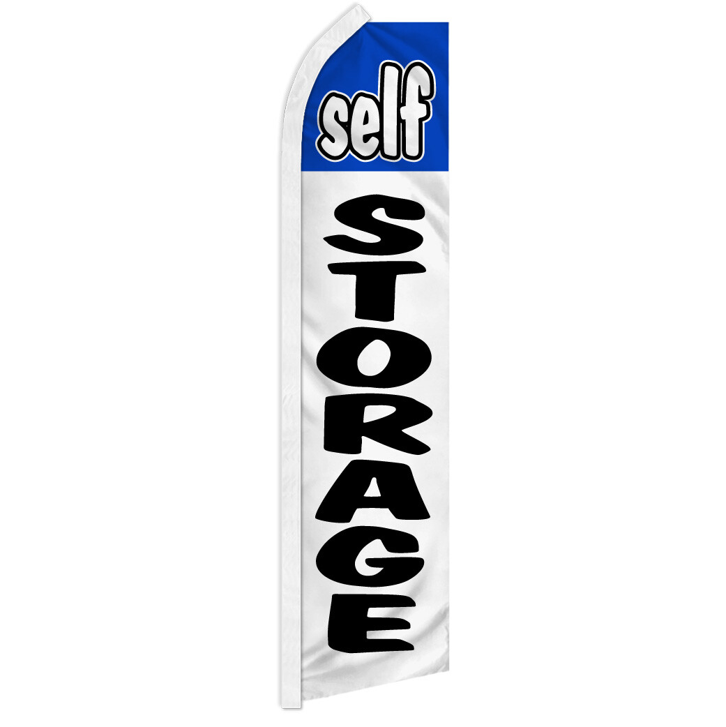 Self Storage Advertising Swooper Feather Flutter Flag Storage BL/WT