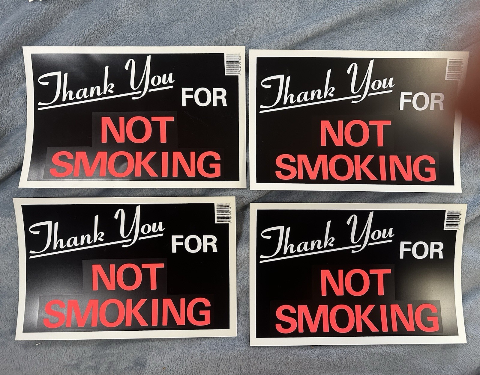 Lot Of 4 Black, Red & White Flexible Plastic “Thank You for not Smoking” Signs