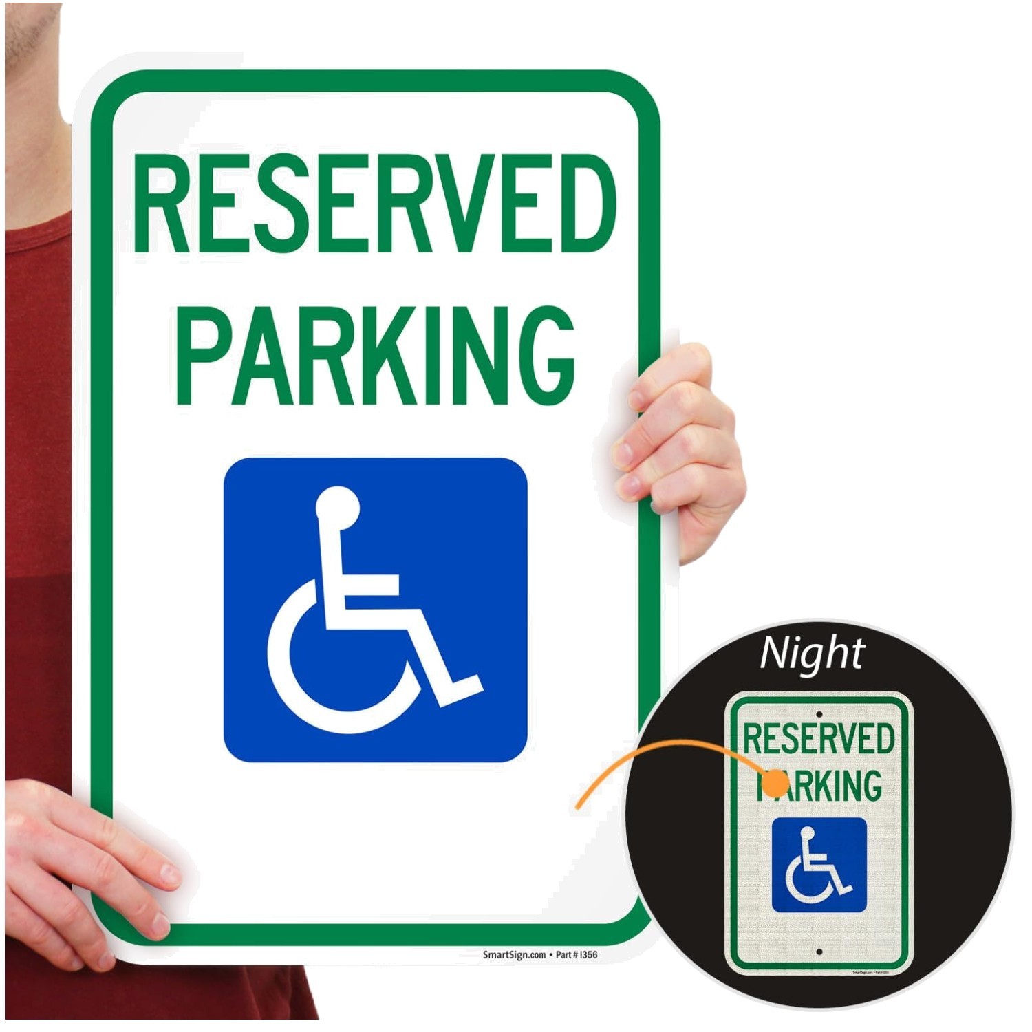 Aluminum Composite ACM Reserved Parking Sign, 4 Pack