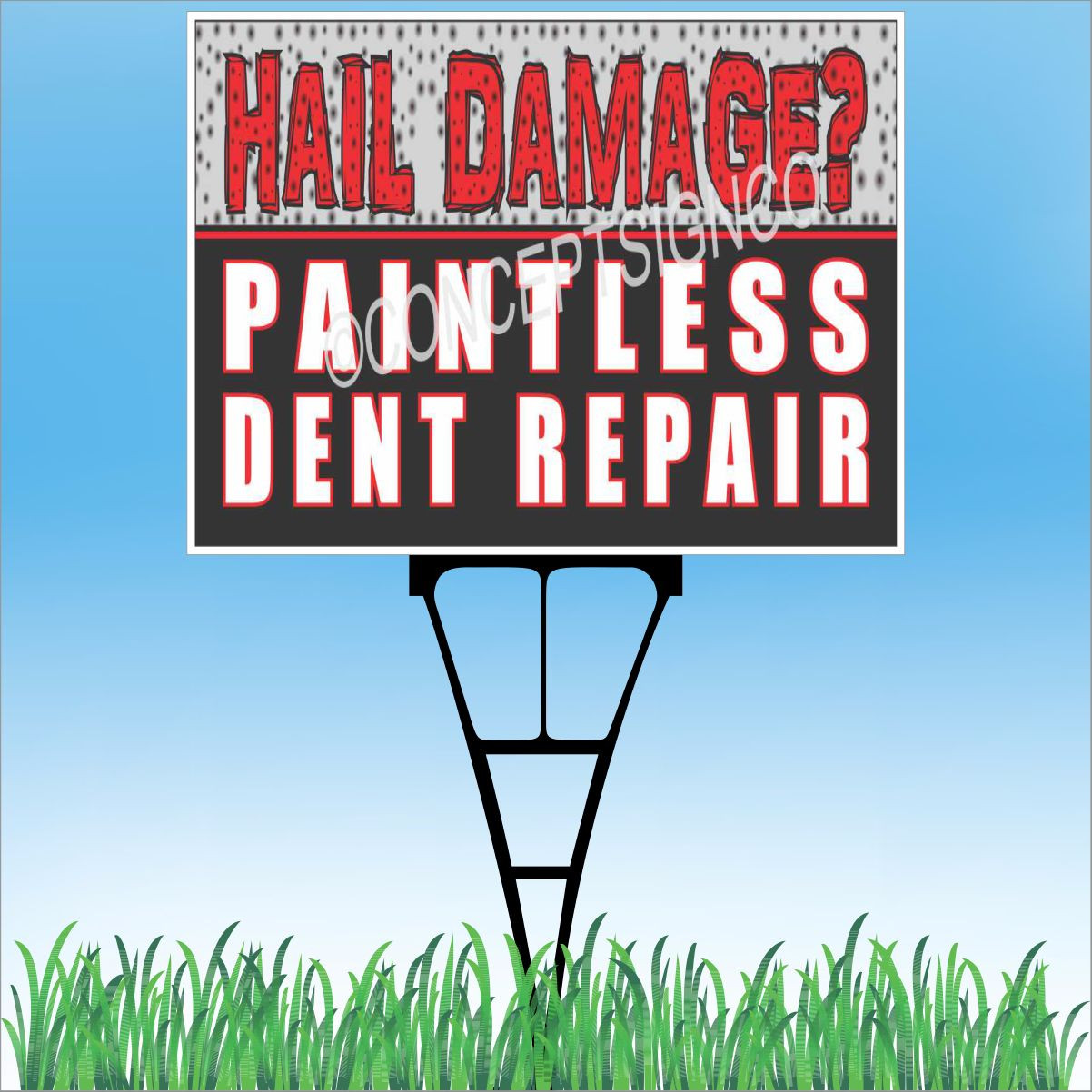 18″x24″ PAINTLESS DENT REPAIR Outdoor Yard Sign & Stake Sidewalk Car Hail Damage