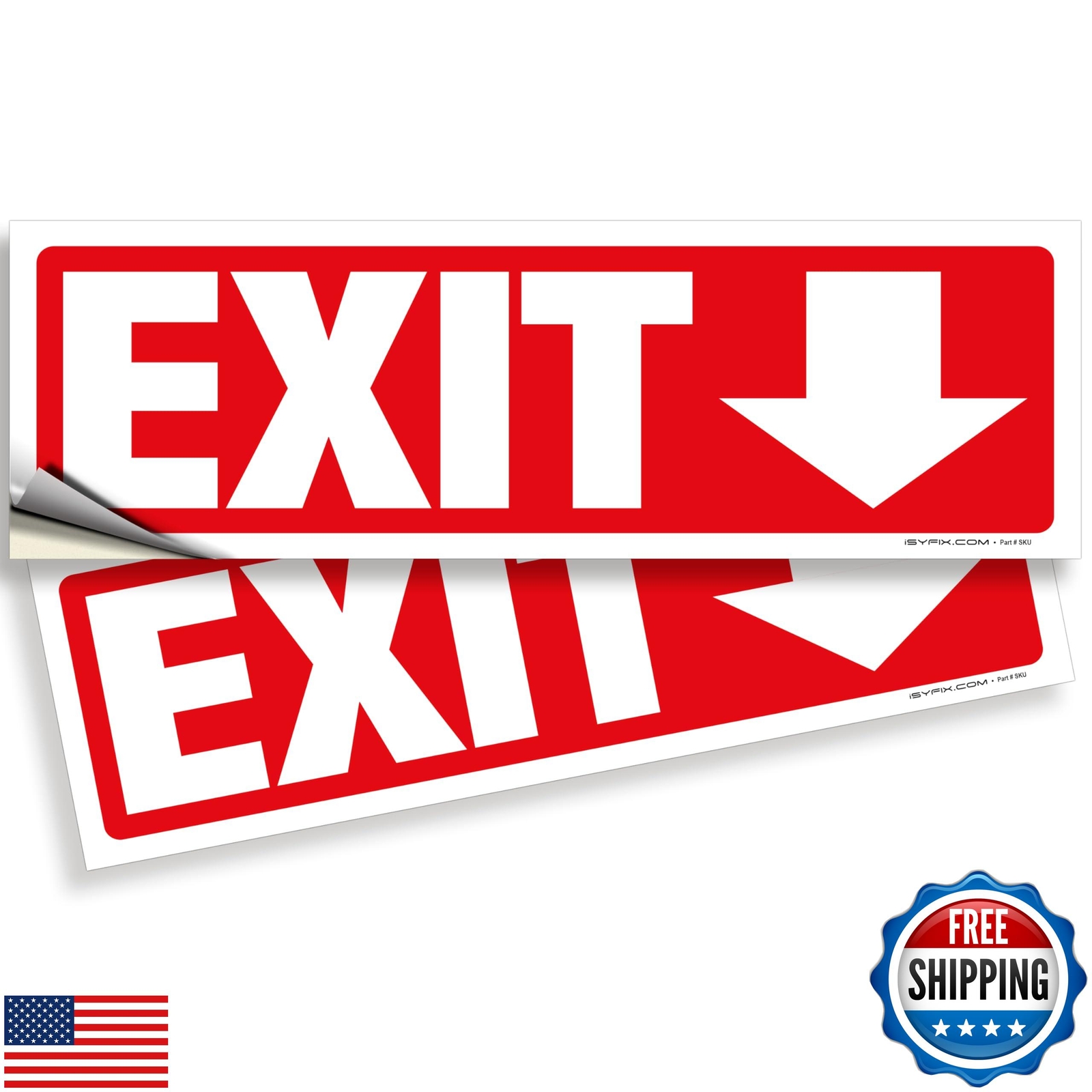 iSYFIX Exit Signs Stickers 2 Pack 12×4 Inch – Laminated Premium Vinyl Directi