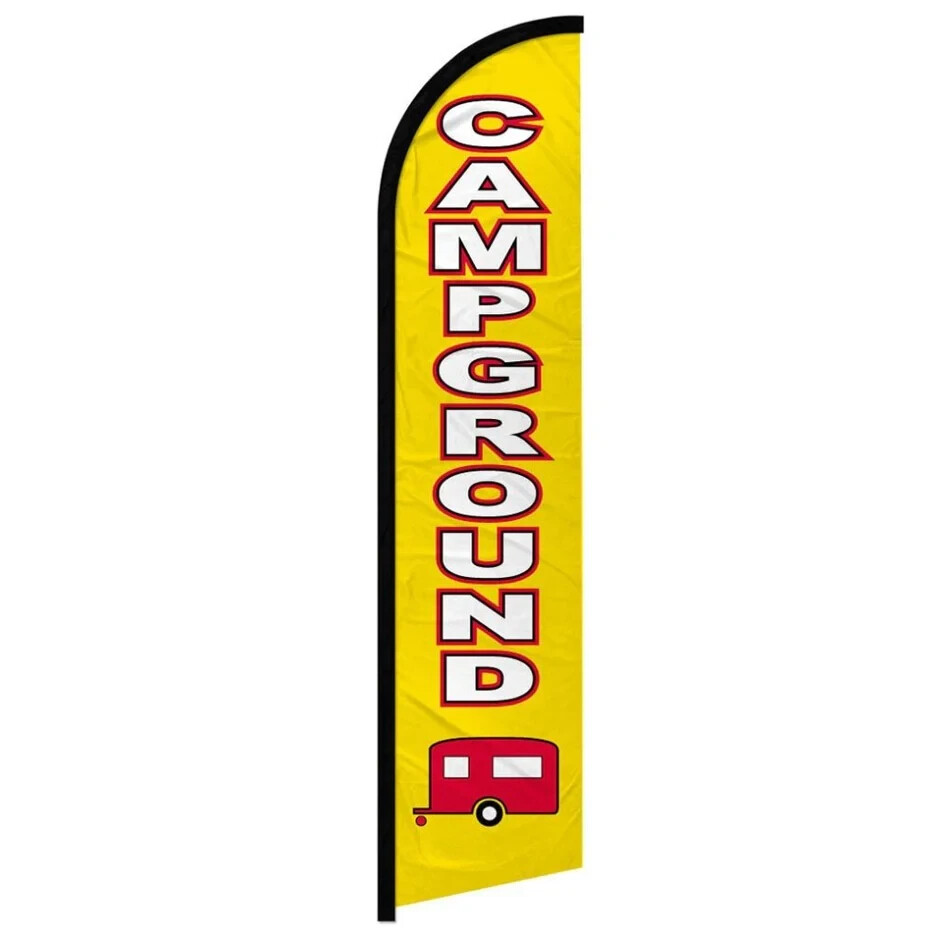 Campground Windless Full Sleeve Advertising Campsites Camp Here Banner Flag