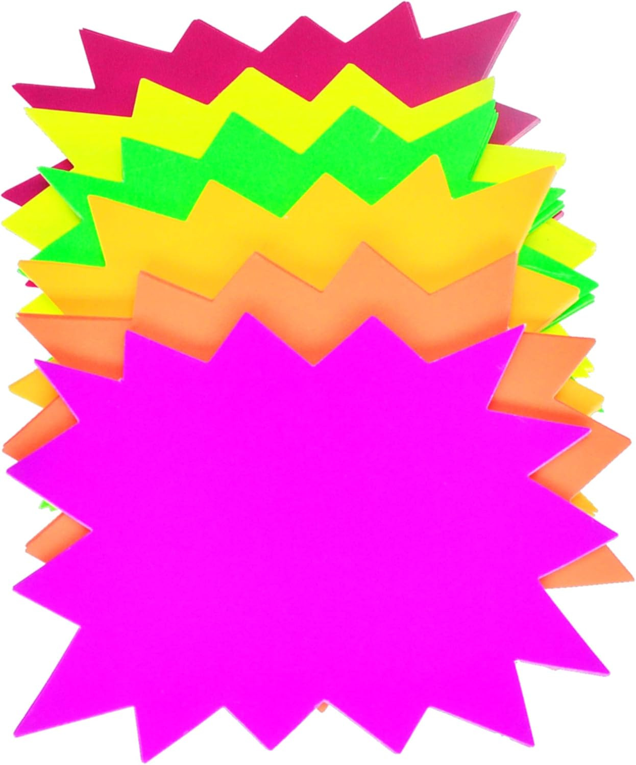 5X6.6 Inch 60Pieces Fluorescent Neon Signs,Burst Star Cutouts Signs for Retail,G