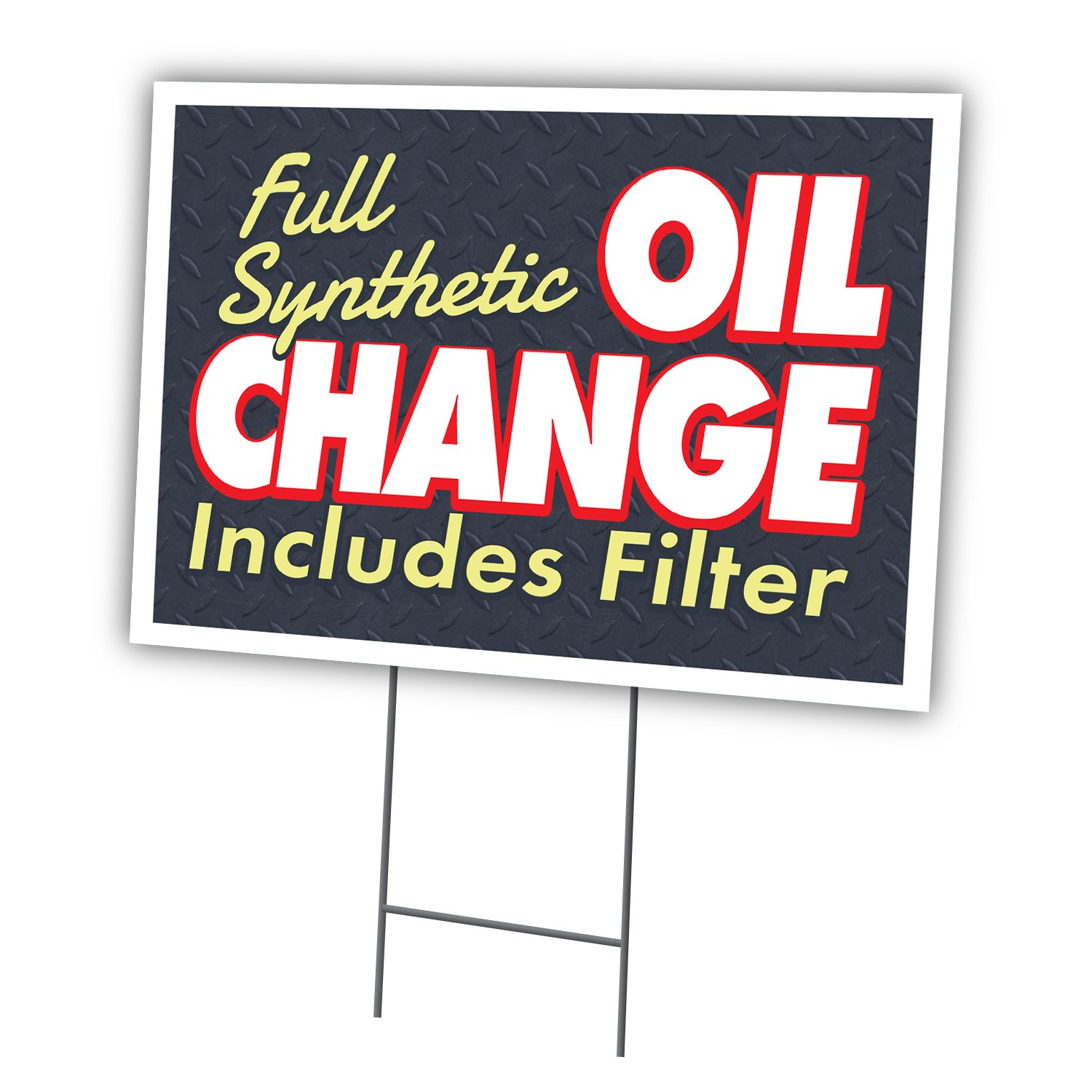 Oil Change Yard Sign & Stake Outdoor Plastic Coroplast Quick Service Synthetic
