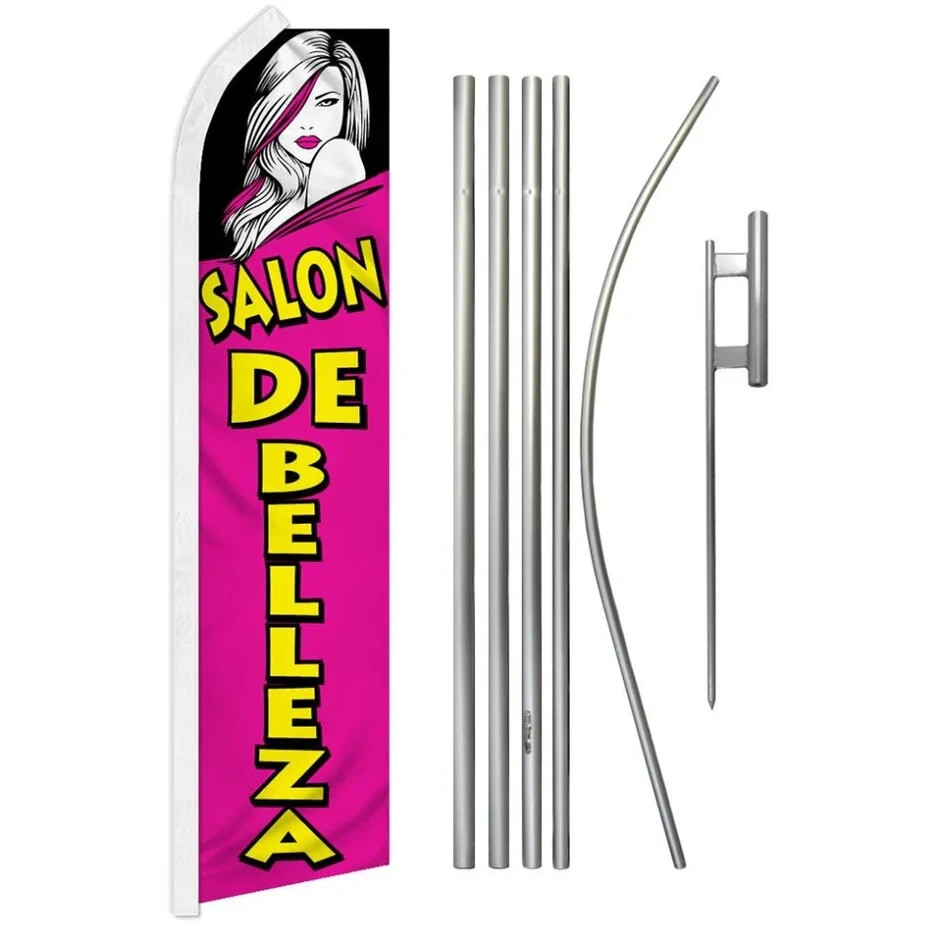 Salon De Belleza (Beauty Salon) Swooper Advertising Flag & Pole Kit