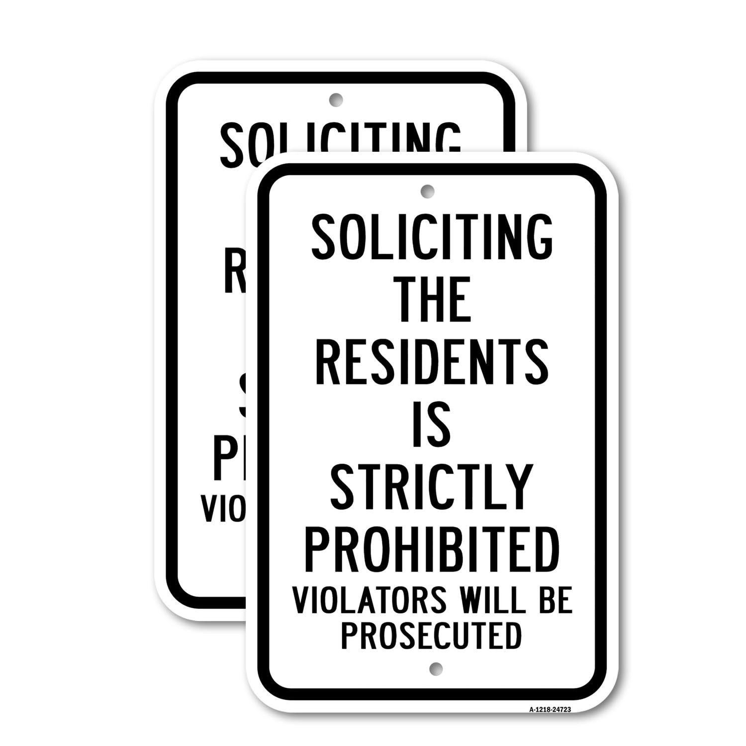 SignMission (2 Pack) 18×24 Aluminum Parking Sign – Soliciting Residents is