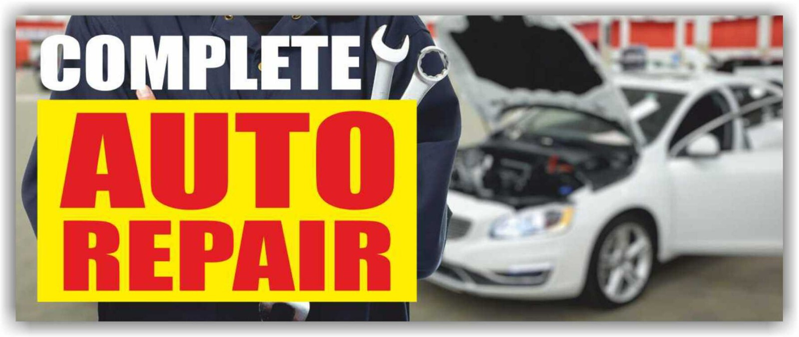 COMPLETE AUTO REPAIR Advertising Banner Vinyl Mesh Sign car service shop garage