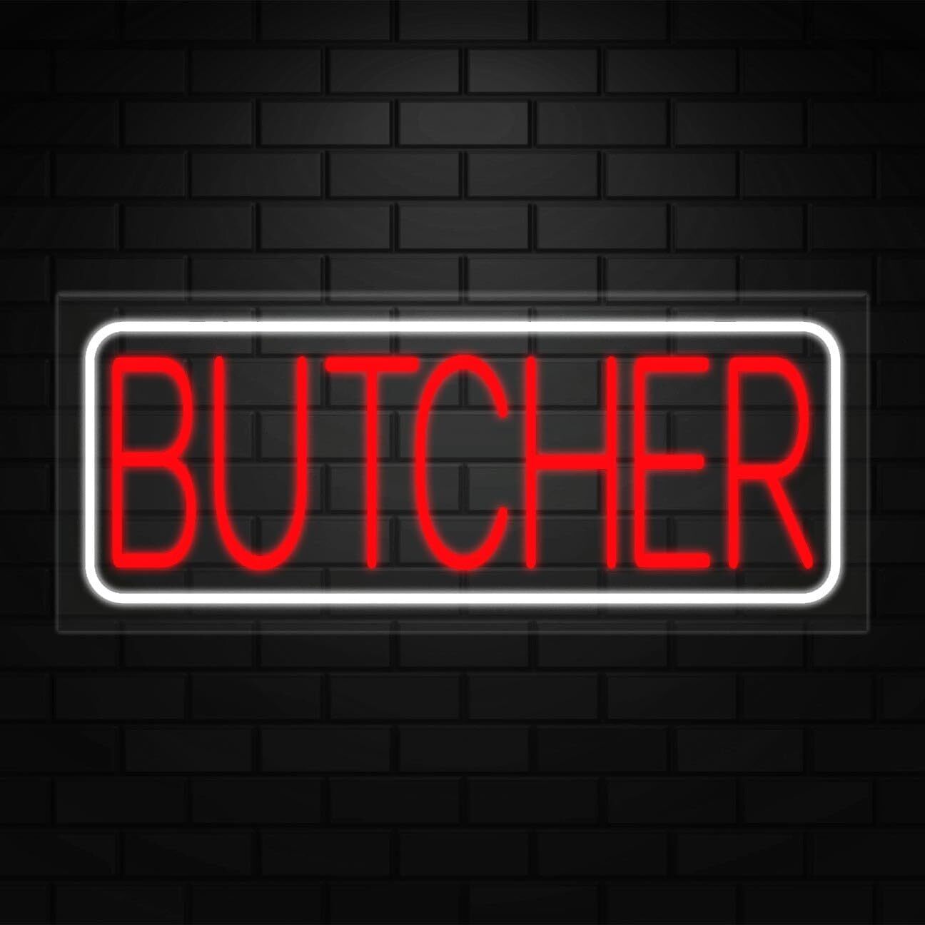Butcher Neon Sign for Retail Displays | LED Flex Neon | 30″W x 12″H x 1″D