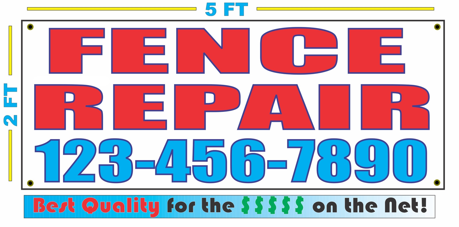 FENCE REPAIR w CUSTOM PHONE Banner Sign NEW Larger Size Best Quality for the $