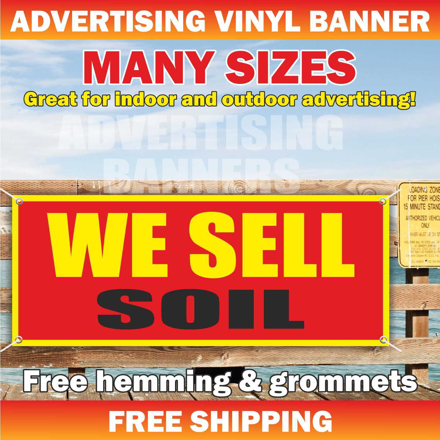 WE SELL SOIL Advertising Banner Vinyl Mesh Sign Top Soil Portable Water Proof