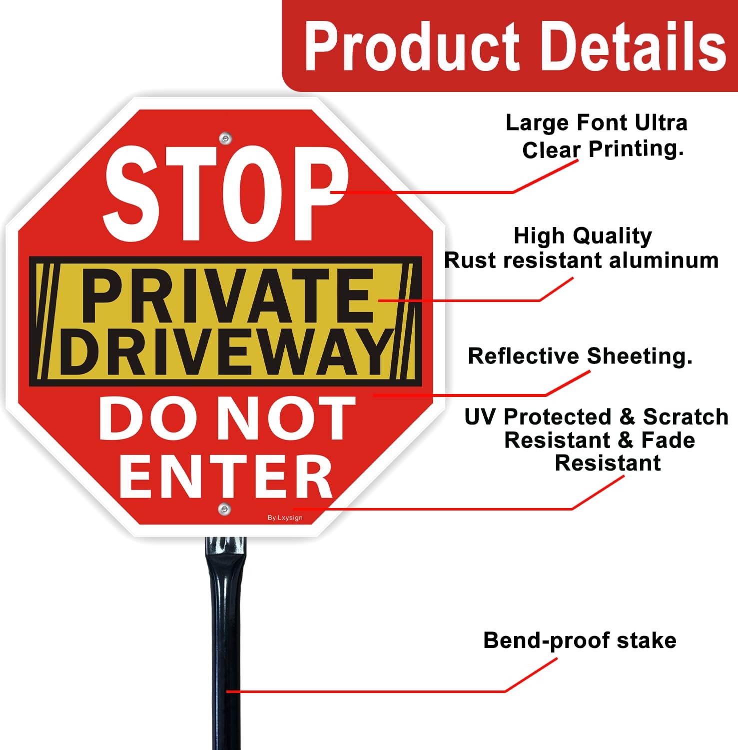 2 PCS Stop Private Driveway Do Not Enter Sign 12×12 Inch With 36 Inch Stake