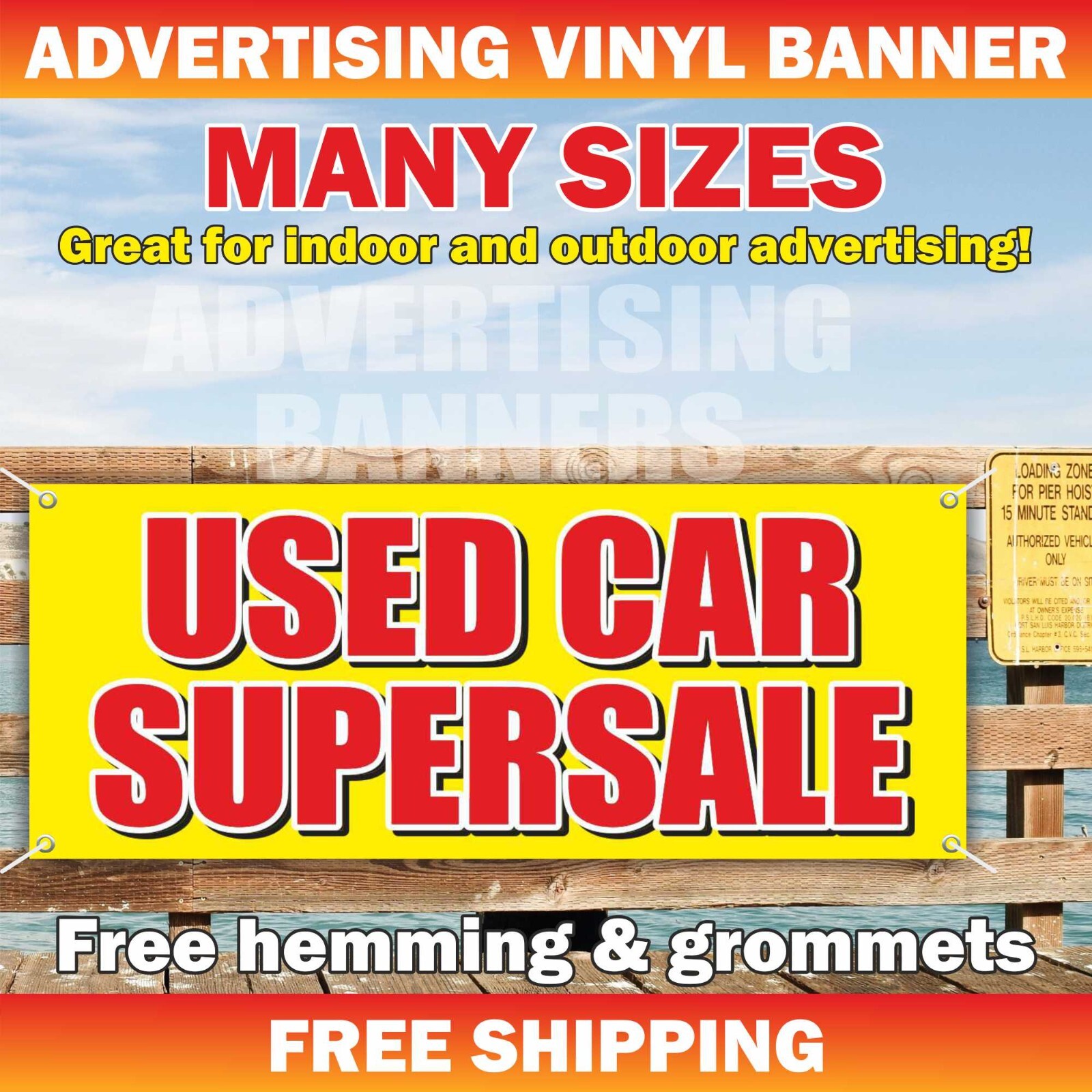 USED CAR SUPERSALE Advertising Banner Vinyl Mesh Sign Auto Car Shop Dealer Sale