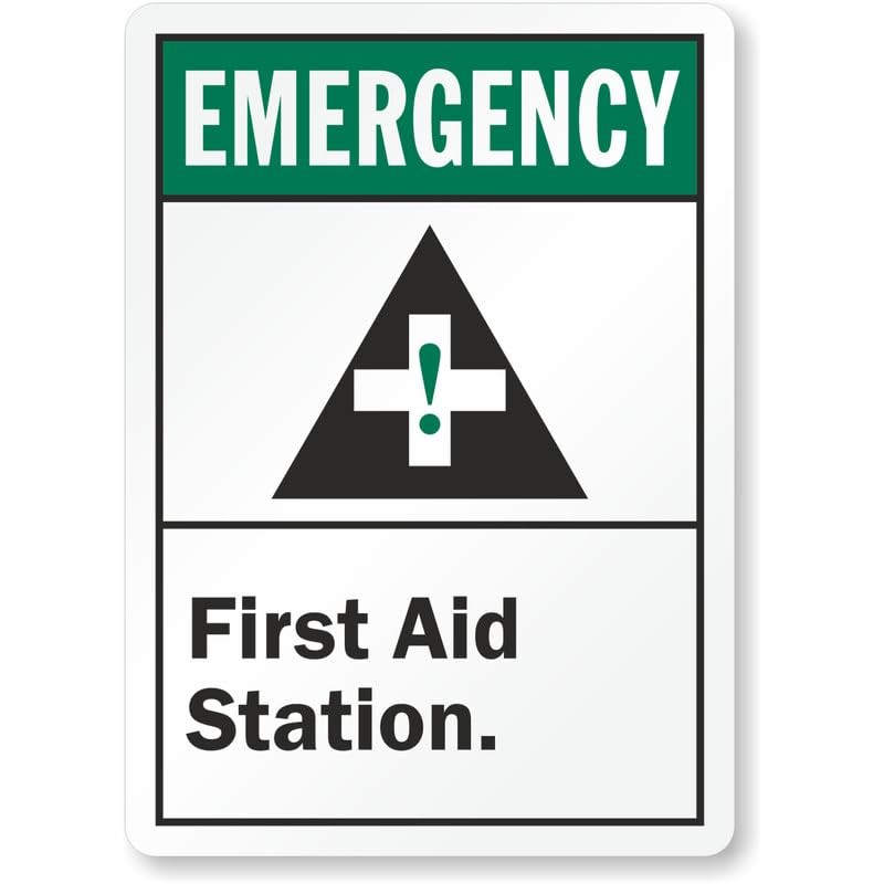 First Aid Emergency Ansi Aluminum Weatherproof Sign b01641