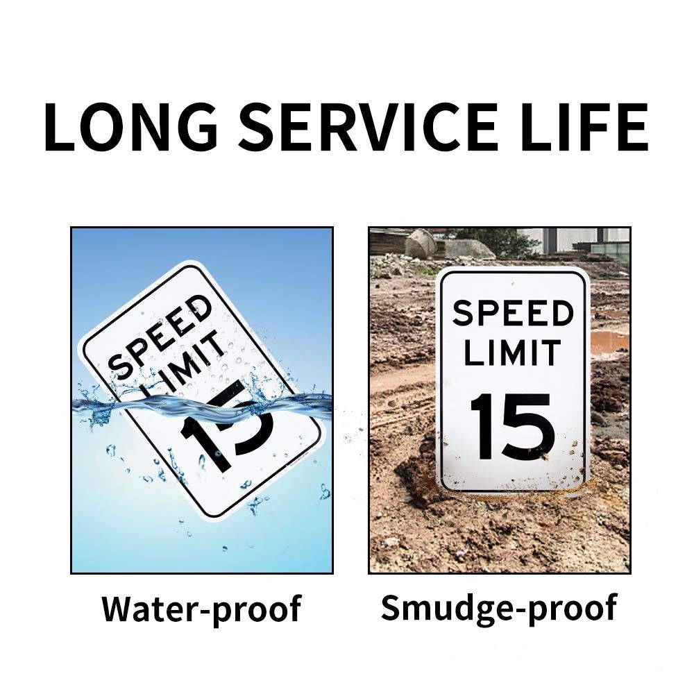 18×12 Inch Large Speed Limit 15 MPH Reflective Aluminum Sign UV Protected