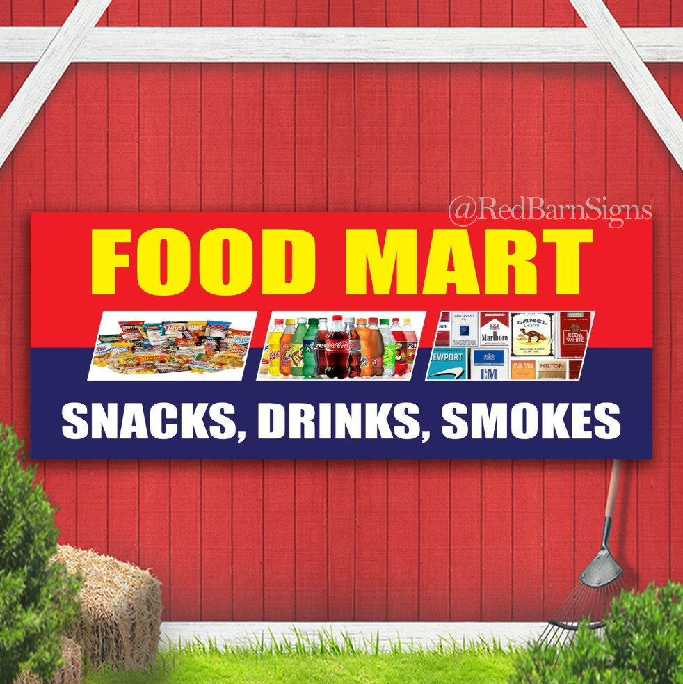 Food Mart Indoor Outdoor Banner Sign with grommets
